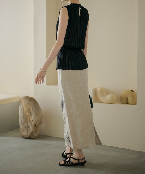 LAULEN（ローレン）の「random rib browsing knit /ランダムリブブラウジングニット（ニット/セーター・レディース・ブラック/オートミール/カーキ・FREE）」の22枚目の写真