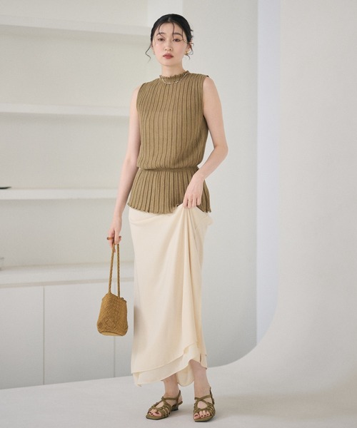 LAULEN（ローレン）の「random rib browsing knit /ランダムリブブラウジングニット（ニット/セーター・レディース・ブラック/オートミール/カーキ・FREE）」の5枚目の写真