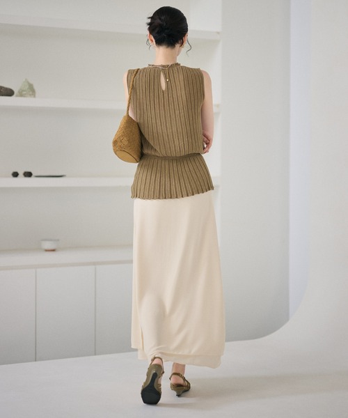 LAULEN（ローレン）の「random rib browsing knit /ランダムリブブラウジングニット（ニット/セーター・レディース・ブラック/オートミール/カーキ・FREE）」の6枚目の写真
