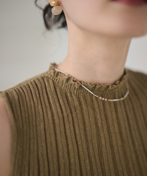 LAULEN（ローレン）の「random rib browsing knit /ランダムリブブラウジングニット（ニット/セーター・レディース・ブラック/オートミール/カーキ・FREE）」の8枚目の写真