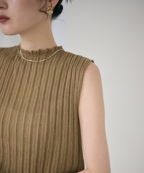 LAULEN（ローレン）の「random rib browsing knit /ランダムリブブラウジングニット（ニット/セーター・レディース・ブラック/オートミール/カーキ・FREE）」の9枚目の写真
