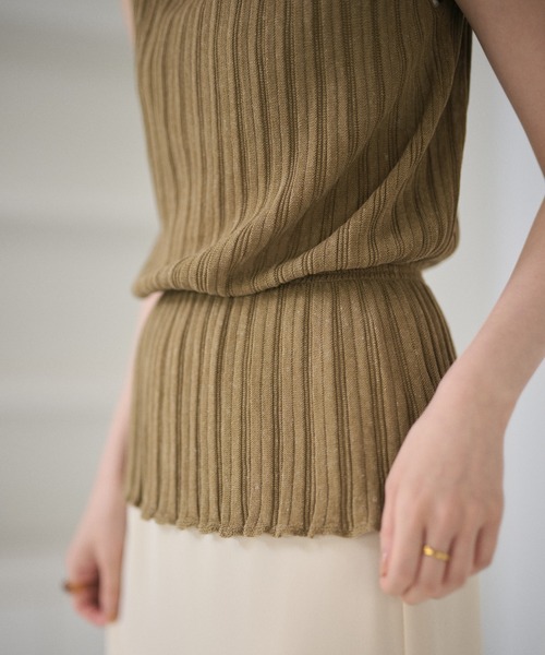 LAULEN（ローレン）の「random rib browsing knit /ランダムリブブラウジングニット（ニット/セーター・レディース・ブラック/オートミール/カーキ・FREE）」の10枚目の写真