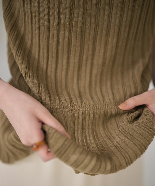 LAULEN（ローレン）の「random rib browsing knit /ランダムリブブラウジングニット（ニット/セーター・レディース・ブラック/オートミール/カーキ・FREE）」の11枚目の写真