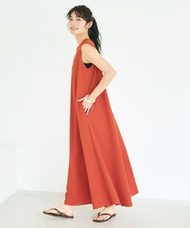 【西山茉希様着用】ライトエンボス マキシ丈ノースリーブワンピース