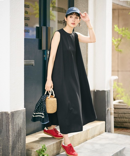 coca(coca)(コカ)の「ライトエンボス マキシ丈ノースリーブワンピース(ワンピース・レディース・カーキ/ブラック/グレー/オレンジ・L/S/M)」の8枚目の写真