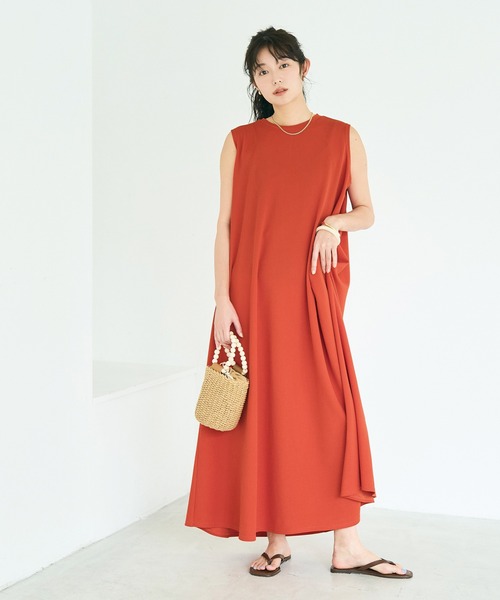 coca(coca)(コカ)の「ライトエンボス マキシ丈ノースリーブワンピース(ワンピース・レディース・カーキ/ブラック/グレー/オレンジ・L/S/M)」の19枚目の写真