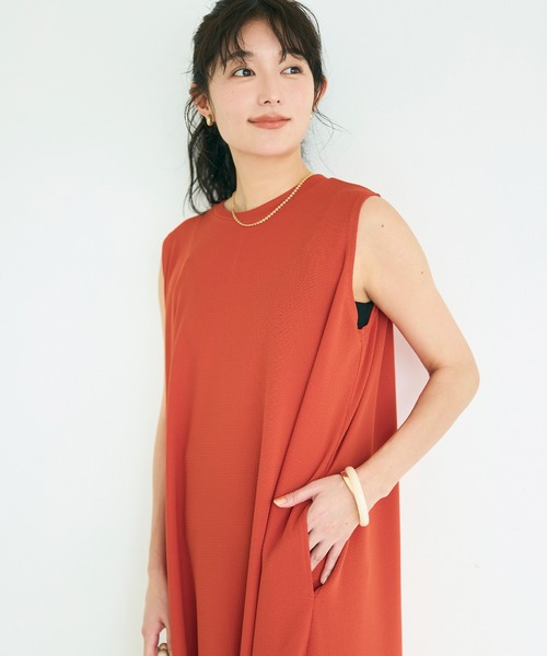 coca(coca)(コカ)の「ライトエンボス マキシ丈ノースリーブワンピース(ワンピース・レディース・カーキ/ブラック/グレー/オレンジ・L/S/M)」の20枚目の写真
