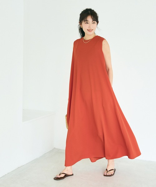 coca(coca)(コカ)の「ライトエンボス マキシ丈ノースリーブワンピース(ワンピース・レディース・カーキ/ブラック/グレー/オレンジ・L/S/M)」の22枚目の写真