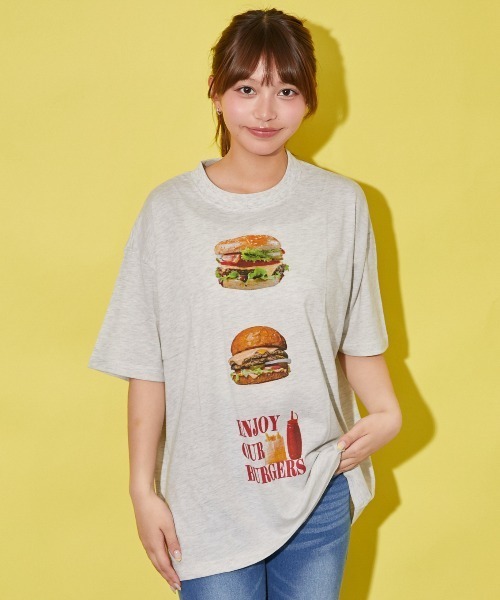 GORGE(ゴージ)の「hamburgerプリントTシャツ(Tシャツ/カットソー・レディース・オフホワイト/ピンク/オートミール・F)」の5枚目の写真