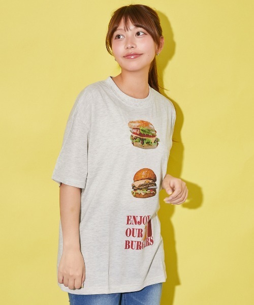 GORGE(ゴージ)の「hamburgerプリントTシャツ(Tシャツ/カットソー・レディース・オフホワイト/ピンク/オートミール・F)」の6枚目の写真