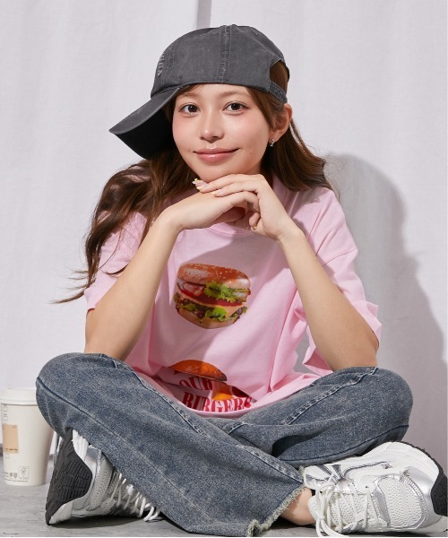 GORGE(ゴージ)の「hamburgerプリントTシャツ(Tシャツ/カットソー・レディース・オフホワイト/ピンク/オートミール・F)」の10枚目の写真