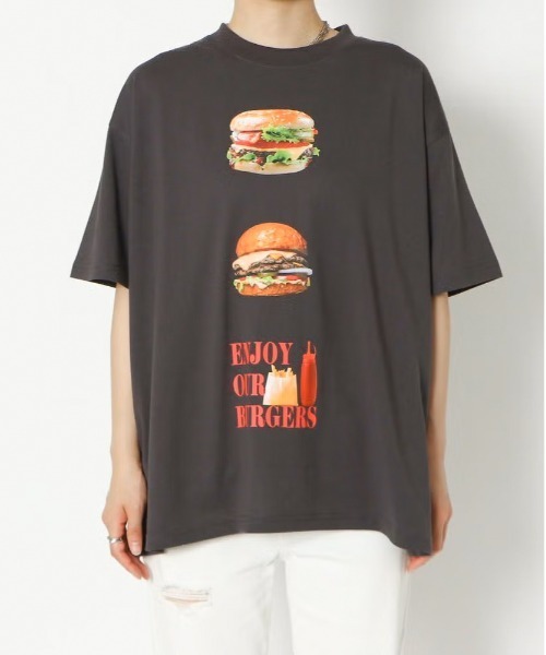 GORGE(ゴージ)の「hamburgerプリントTシャツ(Tシャツ/カットソー・レディース・オフホワイト/ピンク/オートミール・F)」の14枚目の写真