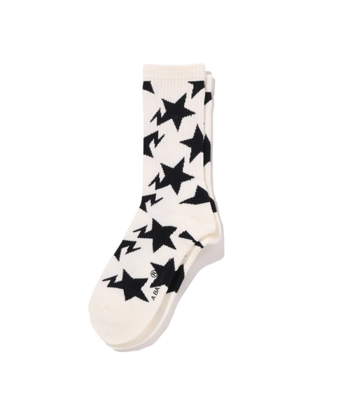 A BATHING APE(アベイシングエイプ)の「STA PATTERN SOCKS UNDERWEAR(ソックス/靴下・メンズ・ネイビー/ホワイト・MEDIUM/LARGE)」の2枚目の写真