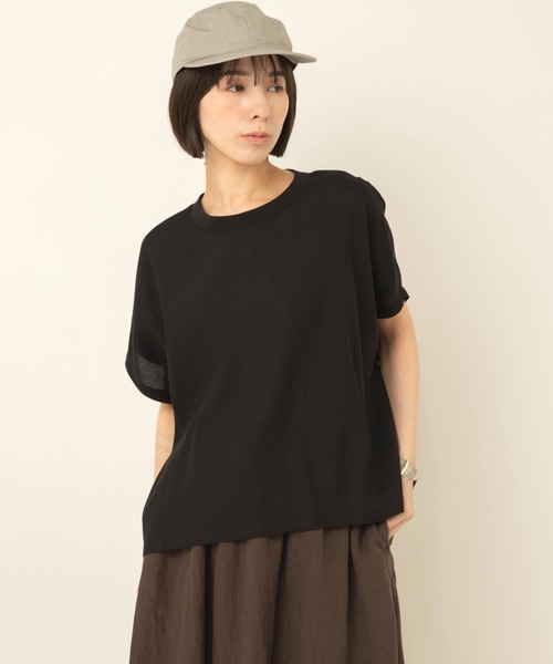 RNA-N(アールエヌエーエヌ)の「B2977 リブコンビドロップショルダー(Tシャツ/カットソー・レディース・グレイッシュベージュ/ブラック/レッド・FREE)」の5枚目の写真