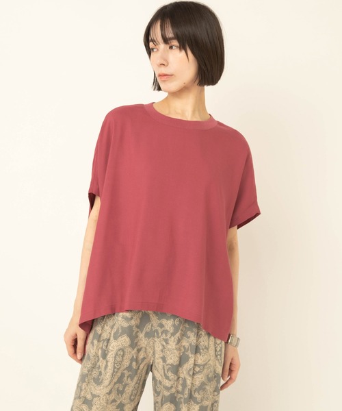 RNA-N(アールエヌエーエヌ)の「B2977 リブコンビドロップショルダー(Tシャツ/カットソー・レディース・グレイッシュベージュ/ブラック/レッド・FREE)」の9枚目の写真
