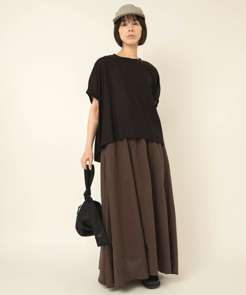 RNA-N(アールエヌエーエヌ)の「B2977 リブコンビドロップショルダー(Tシャツ/カットソー・レディース・グレイッシュベージュ/ブラック/レッド・FREE)」の12枚目の写真