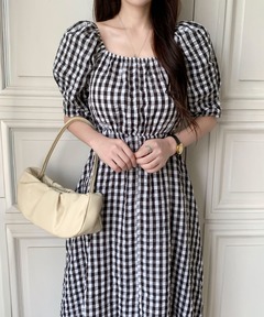 衿つきギンガムチェックワンピース（ワンピース）｜kate spade new