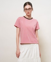 Tシャツ/カットソー（ピンク/桃色系・ストライプ柄）ファッション通販