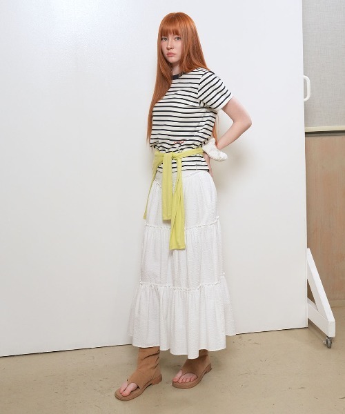 GENERAL IDEA（ジェネラルアイデア）の「【GENERAL IDEA】ストライプ半袖Tシャツ / STRIPED SHORT-SLEEVED T-SHIRT（Tシャツ/カットソー・レディース・ネイビー/ホワイト/ベージュ/ピンク・S/L/M）」の9枚目の写真