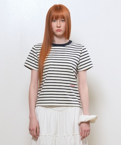 GENERAL IDEA（ジェネラルアイデア）の「【GENERAL IDEA】ストライプ半袖Tシャツ / STRIPED SHORT-SLEEVED T-SHIRT（Tシャツ/カットソー・レディース・ネイビー/ホワイト/ベージュ/ピンク・S/L/M）」の5枚目の写真