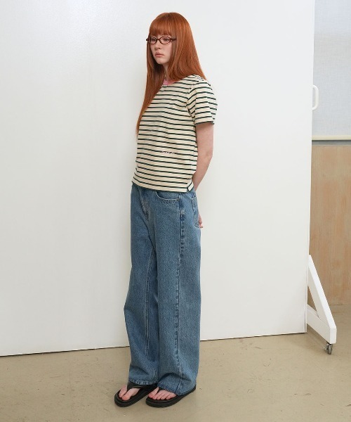 GENERAL IDEA（ジェネラルアイデア）の「【GENERAL IDEA】ストライプ半袖Tシャツ / STRIPED SHORT-SLEEVED T-SHIRT（Tシャツ/カットソー・レディース・ネイビー/ホワイト/ベージュ/ピンク・S/L/M）」の14枚目の写真