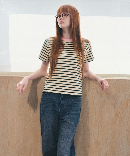 GENERAL IDEA（ジェネラルアイデア）の「【GENERAL IDEA】ストライプ半袖Tシャツ / STRIPED SHORT-SLEEVED T-SHIRT（Tシャツ/カットソー・レディース・ネイビー/ホワイト/ベージュ/ピンク・S/L/M）」の12枚目の写真