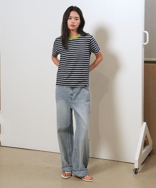 GENERAL IDEA（ジェネラルアイデア）の「【GENERAL IDEA】ストライプ半袖Tシャツ / STRIPED SHORT-SLEEVED T-SHIRT（Tシャツ/カットソー・レディース・ネイビー/ホワイト/ベージュ/ピンク・S/L/M）」の18枚目の写真
