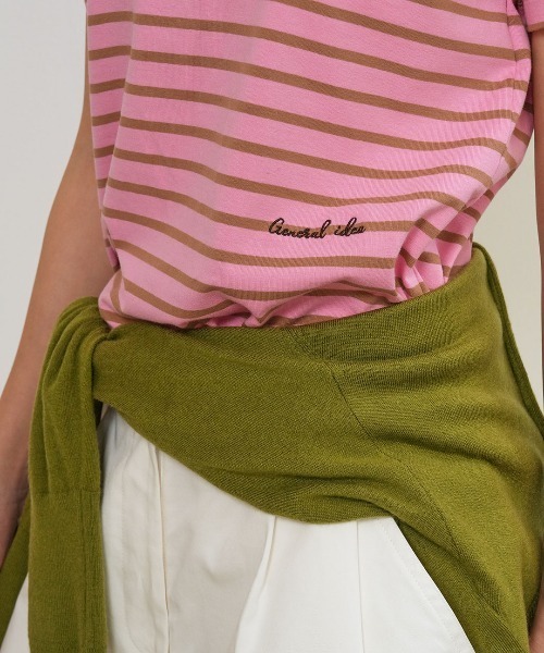 GENERAL IDEA（ジェネラルアイデア）の「【GENERAL IDEA】ストライプ半袖Tシャツ / STRIPED SHORT-SLEEVED T-SHIRT（Tシャツ/カットソー・レディース・ネイビー/ホワイト/ベージュ/ピンク・S/L/M）」の22枚目の写真
