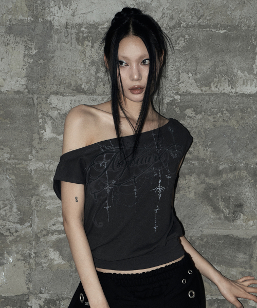 as you are（アズユーアー）の「キッチドールマンオフショルダーTシャツチャコール（Tシャツ/カットソー・レディース・その他・OS）」の5枚目の写真