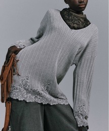 Ameri（アメリ）の「2WAY LACE DOCKING LADY KNIT TOP（ニット/セーター）」