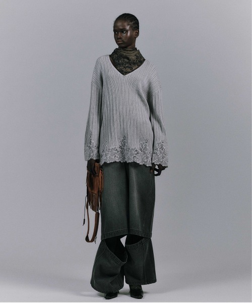 Ameri(アメリ)の「2WAY LACE DOCKING LADY KNIT TOP(ニット/セーター・レディース・ブラウン/アイボリー/ブラック/グレー・FREE)」の7枚目の写真