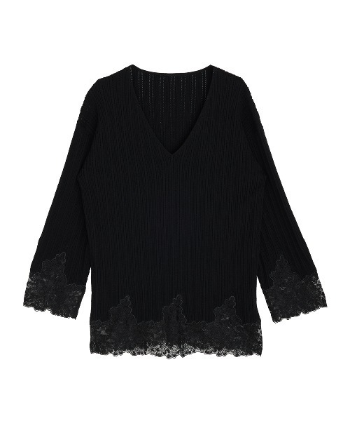 Ameri(アメリ)の「2WAY LACE DOCKING LADY KNIT TOP(ニット/セーター・レディース・ブラウン/アイボリー/ブラック/グレー・FREE)」の14枚目の写真