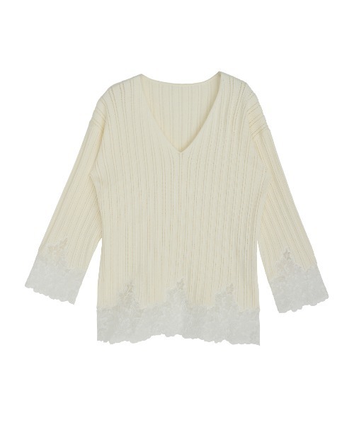 Ameri(アメリ)の「2WAY LACE DOCKING LADY KNIT TOP(ニット/セーター・レディース・ブラウン/アイボリー/ブラック/グレー・FREE)」の13枚目の写真