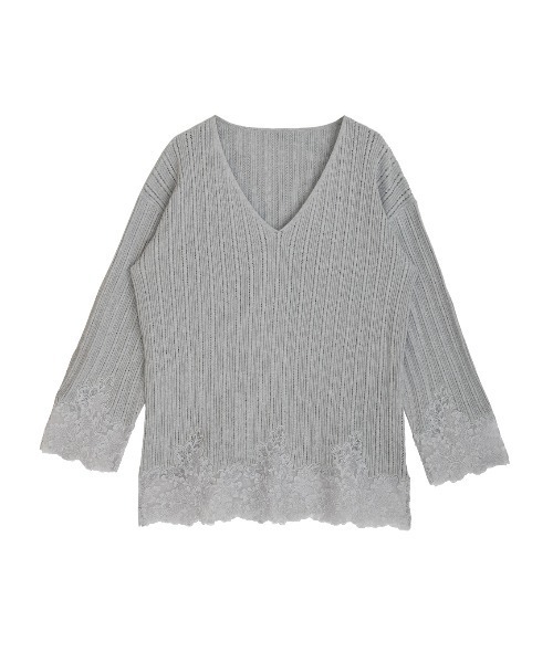 Ameri(アメリ)の「2WAY LACE DOCKING LADY KNIT TOP(ニット/セーター・レディース・ブラウン/アイボリー/ブラック/グレー・FREE)」の15枚目の写真