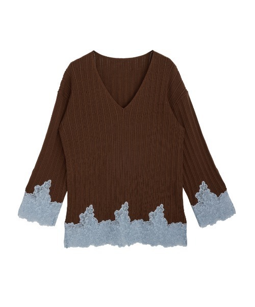 Ameri(アメリ)の「2WAY LACE DOCKING LADY KNIT TOP(ニット/セーター・レディース・ブラウン/アイボリー/ブラック/グレー・FREE)」の16枚目の写真