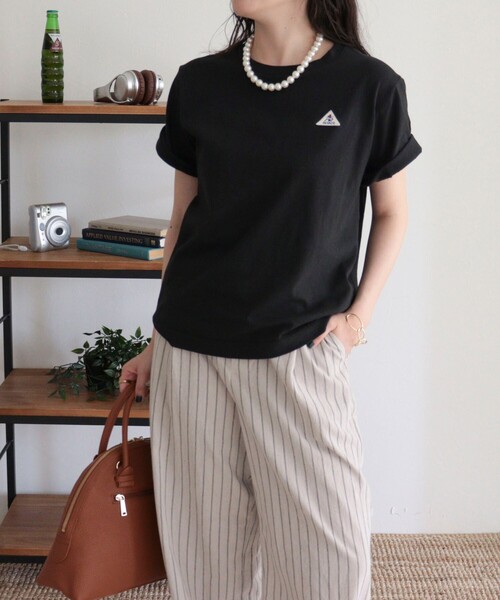 fredy emue(フレディエミュ)の「【GEVACO/ゲバコ】リネンバスクTシャツ(Tシャツ/カットソー・レディース・オフホワイト/ブラック/ピンク・38)」の2枚目の写真