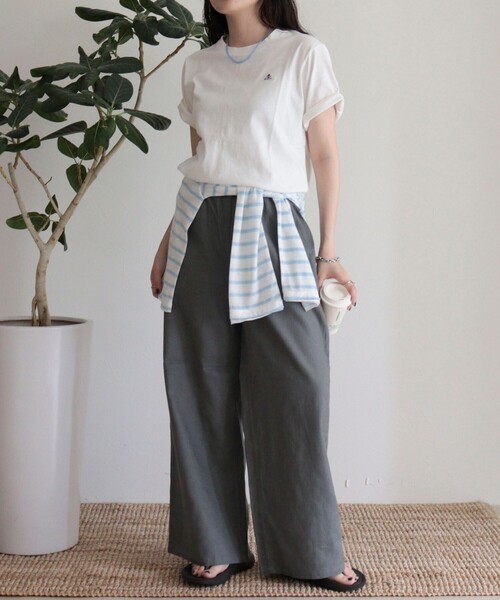 fredy emue(フレディエミュ)の「【GEVACO/ゲバコ】リネンバスクTシャツ(Tシャツ/カットソー・レディース・オフホワイト/ブラック/ピンク・38)」の15枚目の写真