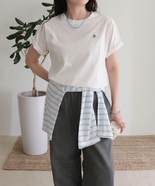 fredy emue(フレディエミュ)の「【GEVACO/ゲバコ】リネンバスクTシャツ(Tシャツ/カットソー・レディース・オフホワイト/ブラック/ピンク・38)」の17枚目の写真