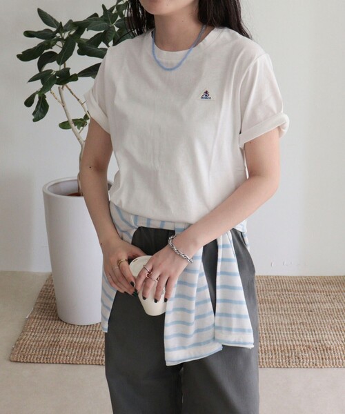 fredy emue(フレディエミュ)の「【GEVACO/ゲバコ】リネンバスクTシャツ(Tシャツ/カットソー・レディース・オフホワイト/ブラック/ピンク・38)」の20枚目の写真