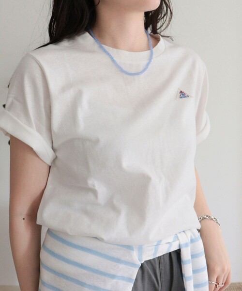 fredy emue(フレディエミュ)の「【GEVACO/ゲバコ】リネンバスクTシャツ(Tシャツ/カットソー・レディース・オフホワイト/ブラック/ピンク・38)」の21枚目の写真