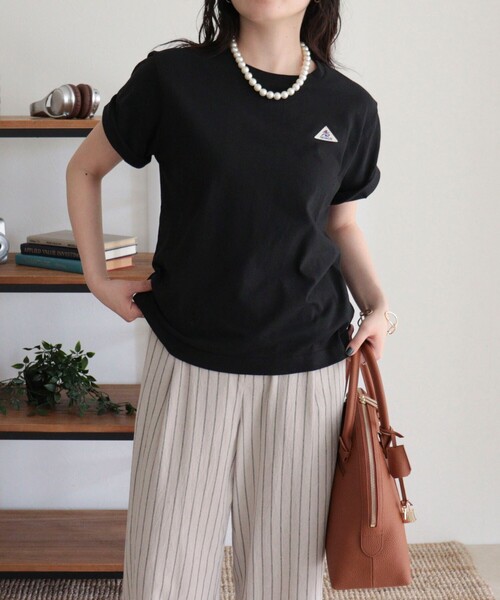 fredy emue(フレディエミュ)の「【GEVACO/ゲバコ】リネンバスクTシャツ(Tシャツ/カットソー・レディース・オフホワイト/ブラック/ピンク・38)」の6枚目の写真
