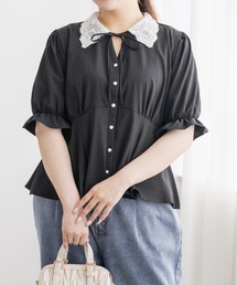 CLETTEオリジナルレースカラーキャンディスリーブブラウス