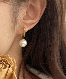 YU-KA:パールドロップフープピアス Pearl Drop Hoop Earrings