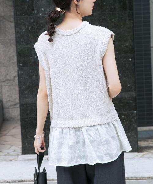 ITEMS URBANRESEARCH（アイテムズ アーバンリサーチ）の「カールヤーンニットベストドッキング（ニット/セーター・レディース・ブラック/ホワイト系その他・FREE）」の5枚目の写真