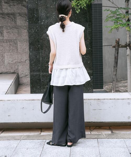 ITEMS URBANRESEARCH（アイテムズ アーバンリサーチ）の「カールヤーンニットベストドッキング（ニット/セーター・レディース・ブラック/ホワイト系その他・FREE）」の7枚目の写真