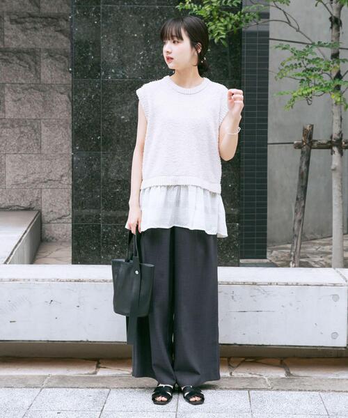 ITEMS URBANRESEARCH（アイテムズ アーバンリサーチ）の「カールヤーンニットベストドッキング（ニット/セーター・レディース・ブラック/ホワイト系その他・FREE）」の8枚目の写真