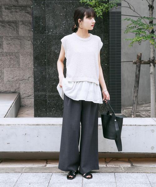 ITEMS URBANRESEARCH（アイテムズ アーバンリサーチ）の「カールヤーンニットベストドッキング（ニット/セーター・レディース・ブラック/ホワイト系その他・FREE）」の9枚目の写真