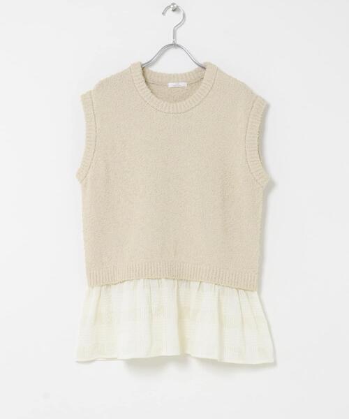 ITEMS URBANRESEARCH（アイテムズ アーバンリサーチ）の「カールヤーンニットベストドッキング（ニット/セーター・レディース・ブラック/ホワイト系その他・FREE）」の10枚目の写真