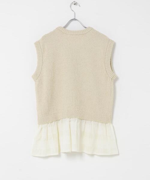ITEMS URBANRESEARCH（アイテムズ アーバンリサーチ）の「カールヤーンニットベストドッキング（ニット/セーター・レディース・ブラック/ホワイト系その他・FREE）」の12枚目の写真