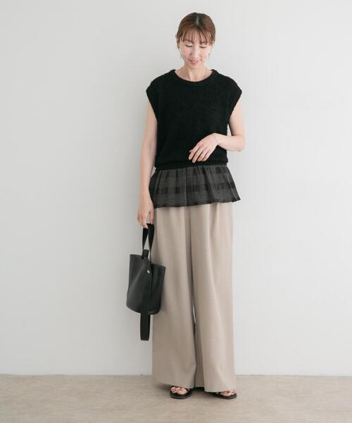 ITEMS URBANRESEARCH（アイテムズ アーバンリサーチ）の「カールヤーンニットベストドッキング（ニット/セーター・レディース・ブラック/ホワイト系その他・FREE）」の20枚目の写真